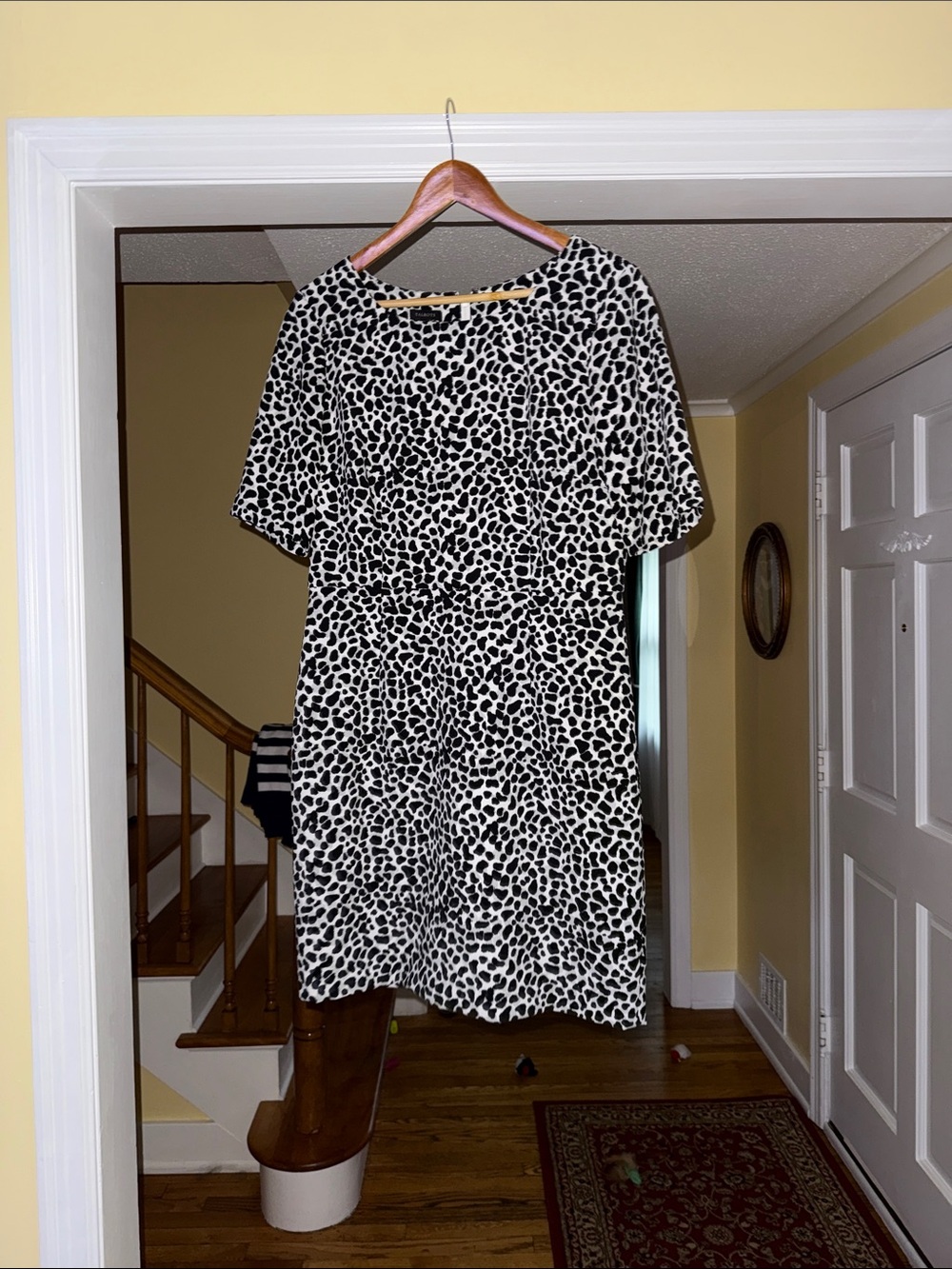 Talbots Black and White Animal-Print Mini Dress